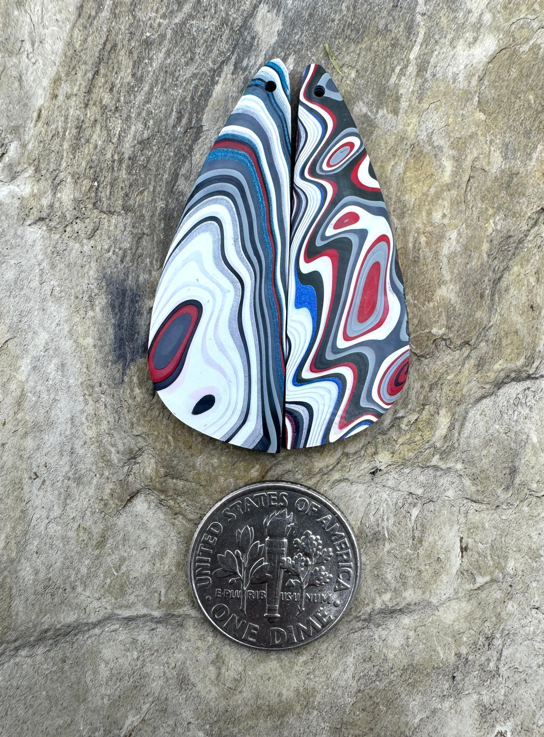 Priemium Fordite/Detroit Agate Earring Slab Bead Pair