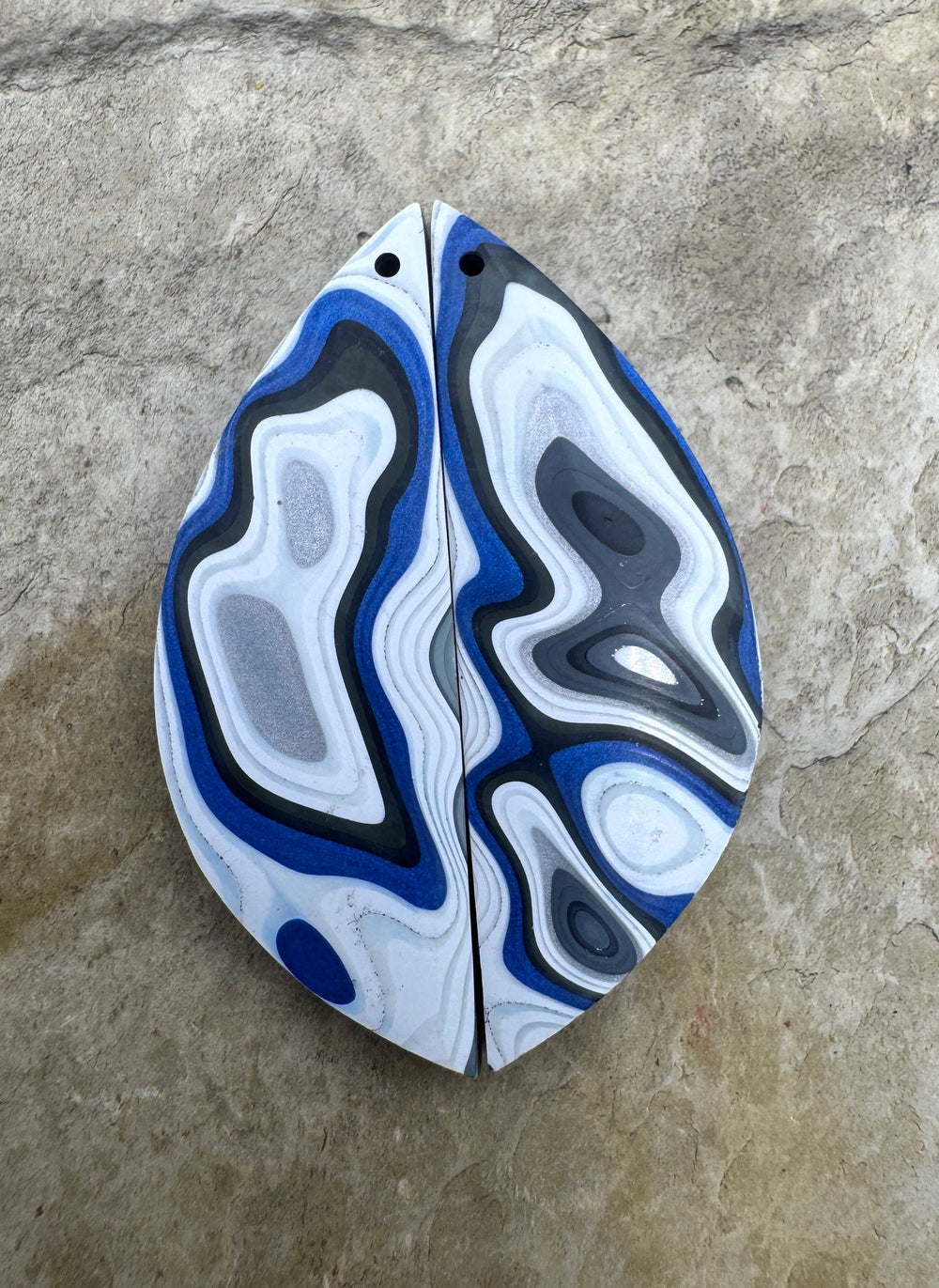 Priemium Fordite/Detroit Agate Earring Slab Bead Pair