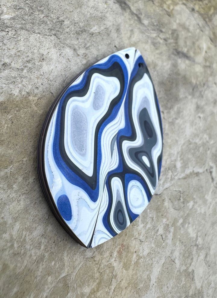 Priemium Fordite/Detroit Agate Earring Slab Bead Pair