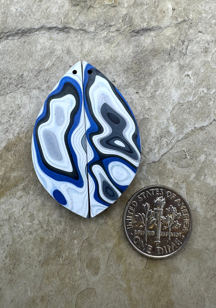 Priemium Fordite/Detroit Agate Earring Slab Bead Pair