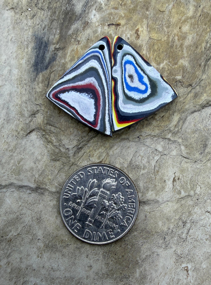 Priemium Fordite/Detroit Agate Earring Slab Bead Pair