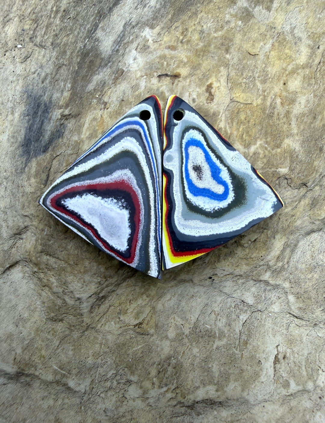 Priemium Fordite/Detroit Agate Earring Slab Bead Pair