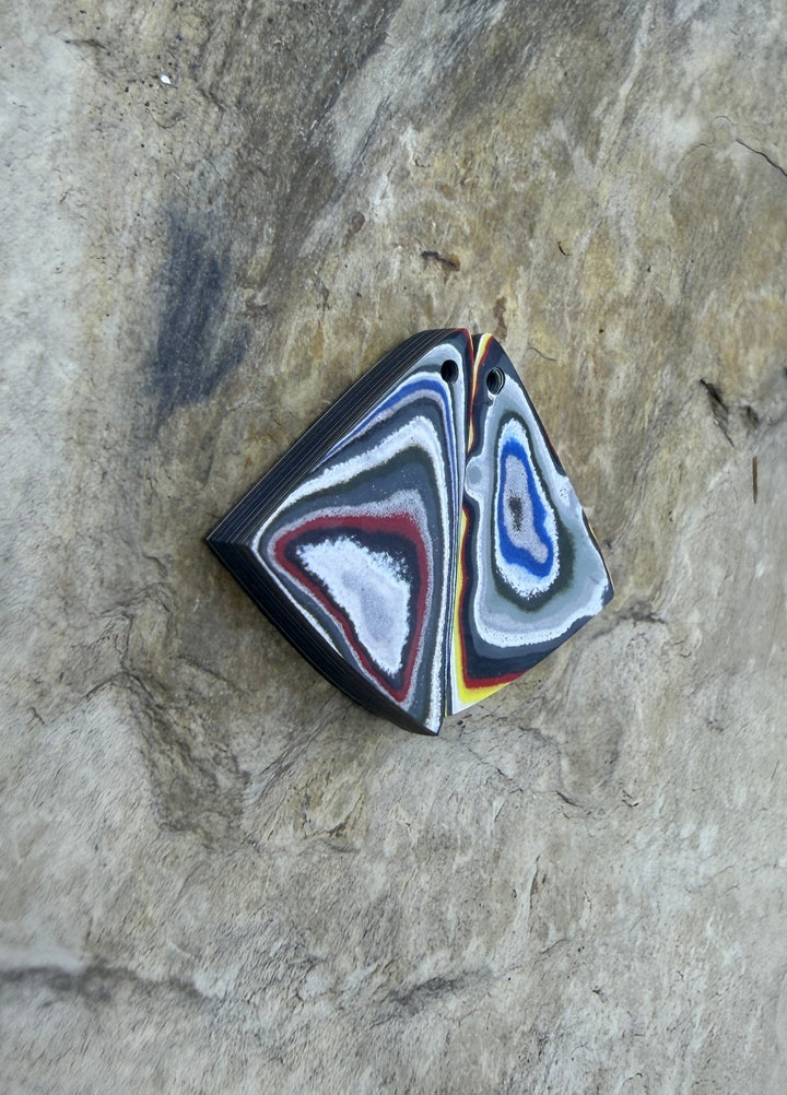 Priemium Fordite/Detroit Agate Earring Slab Bead Pair