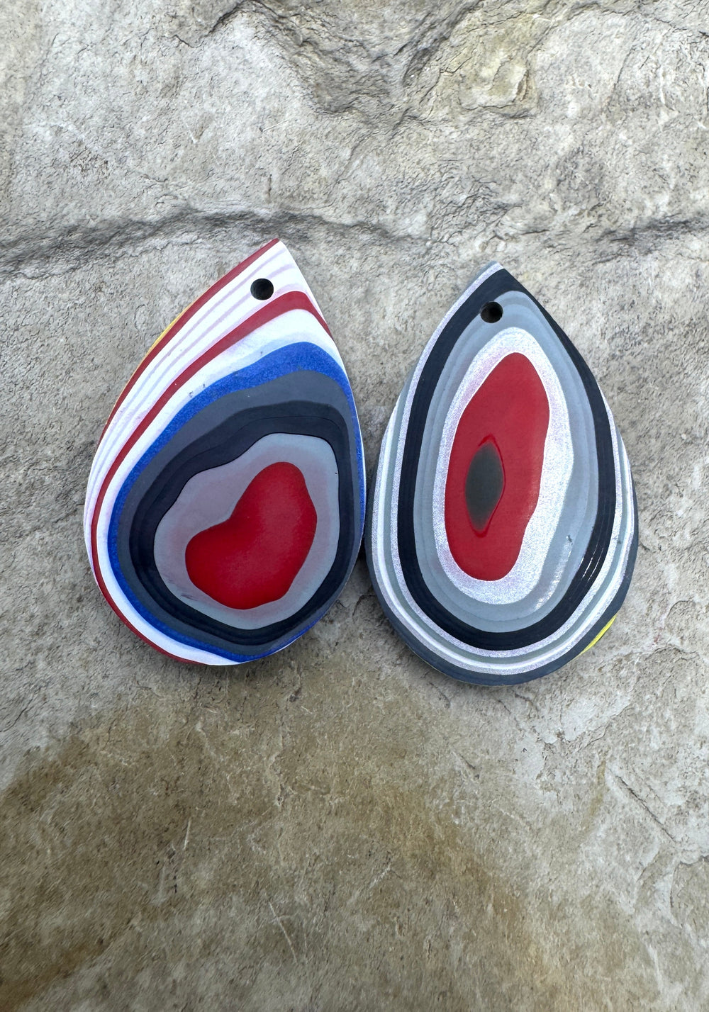 Priemium Fordite/Detroit Agate Earring Slab Bead Pair