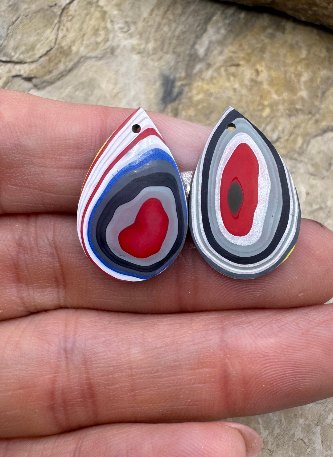 Priemium Fordite/Detroit Agate Earring Slab Bead Pair