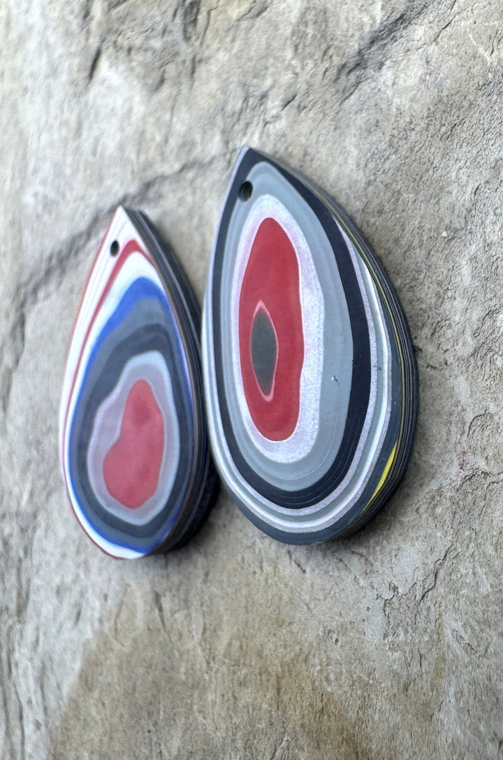 Priemium Fordite/Detroit Agate Earring Slab Bead Pair