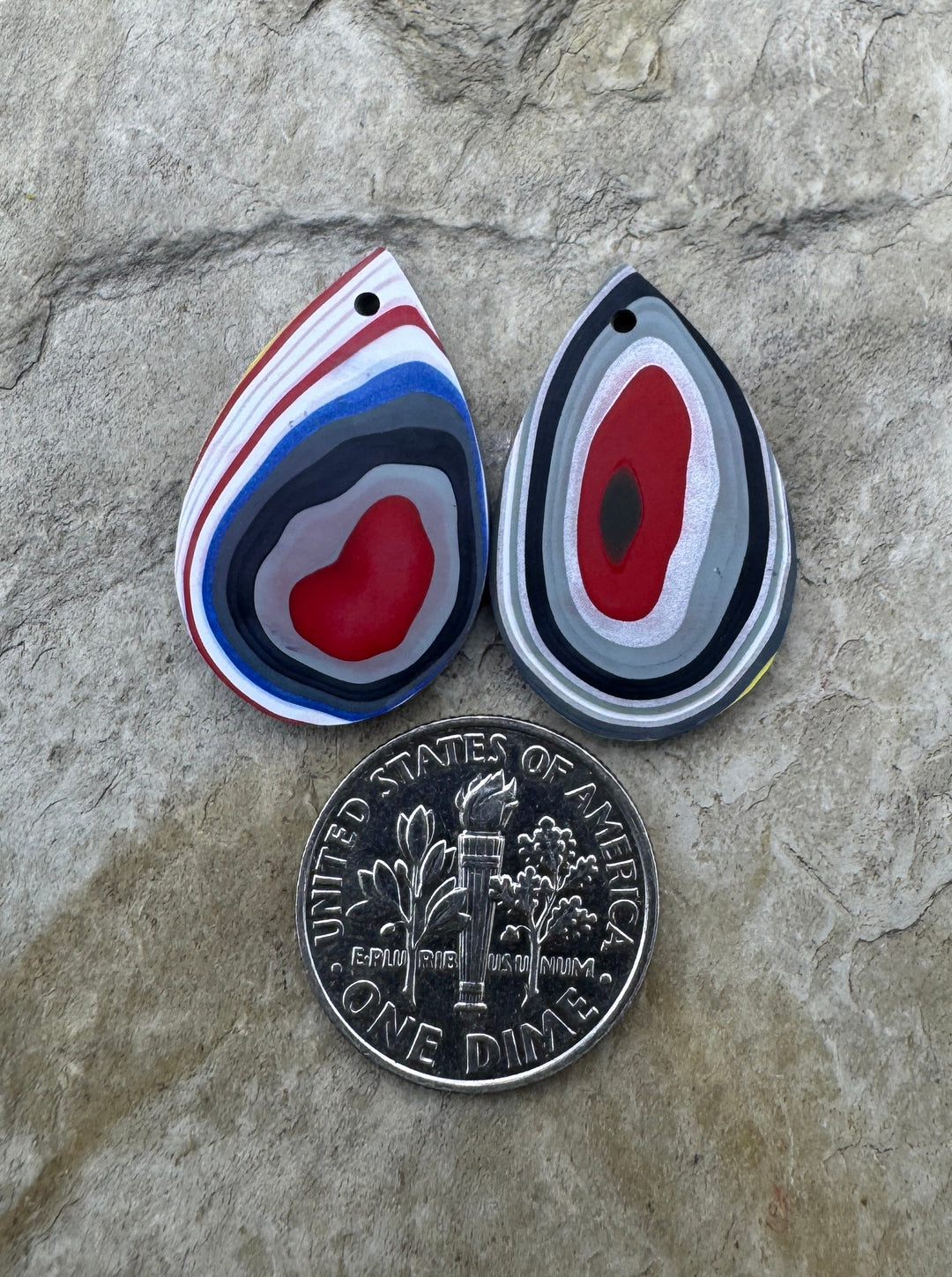 Priemium Fordite/Detroit Agate Earring Slab Bead Pair