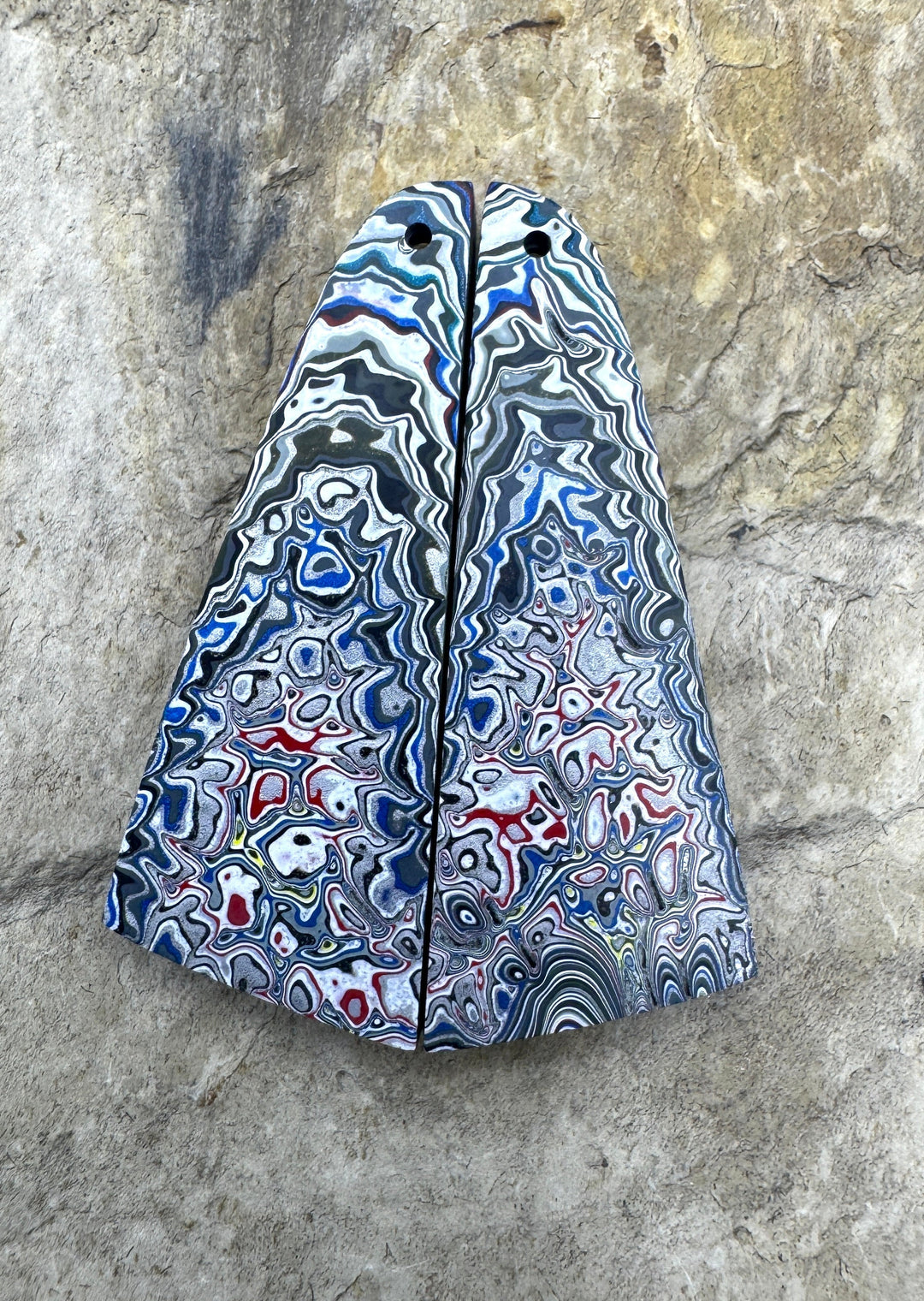 Priemium Fordite/Detroit Agate Earring Slab Bead Pair