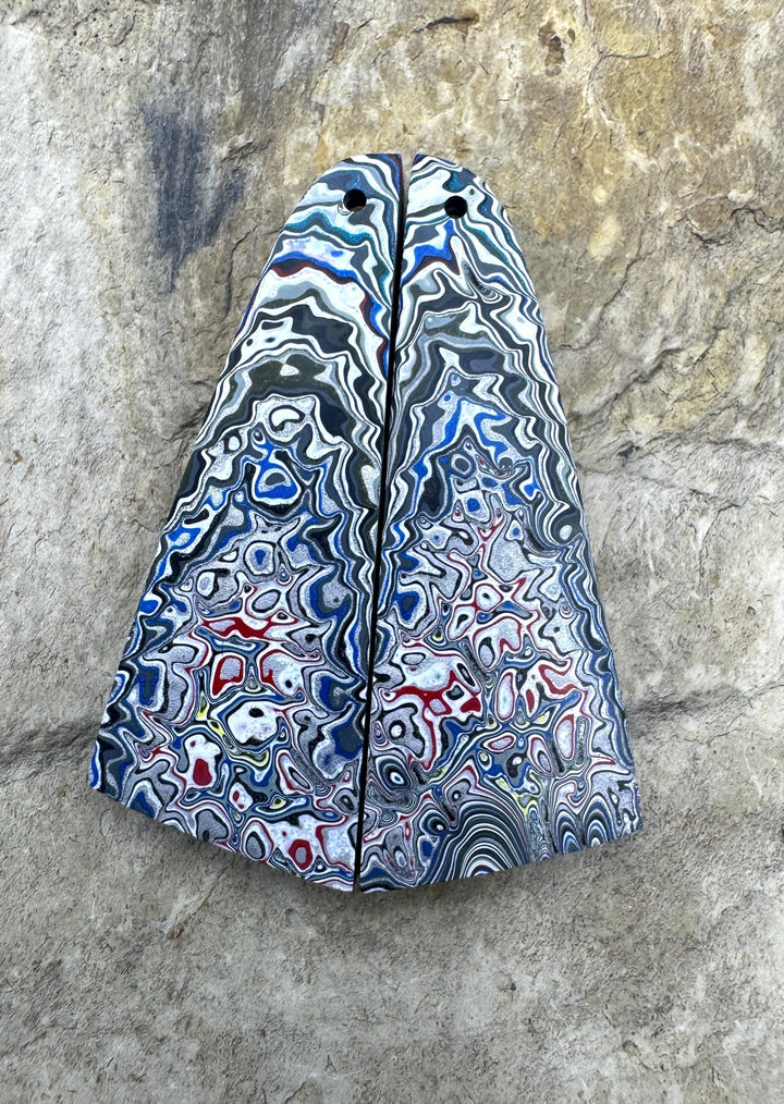 Priemium Fordite/Detroit Agate Earring Slab Bead Pair