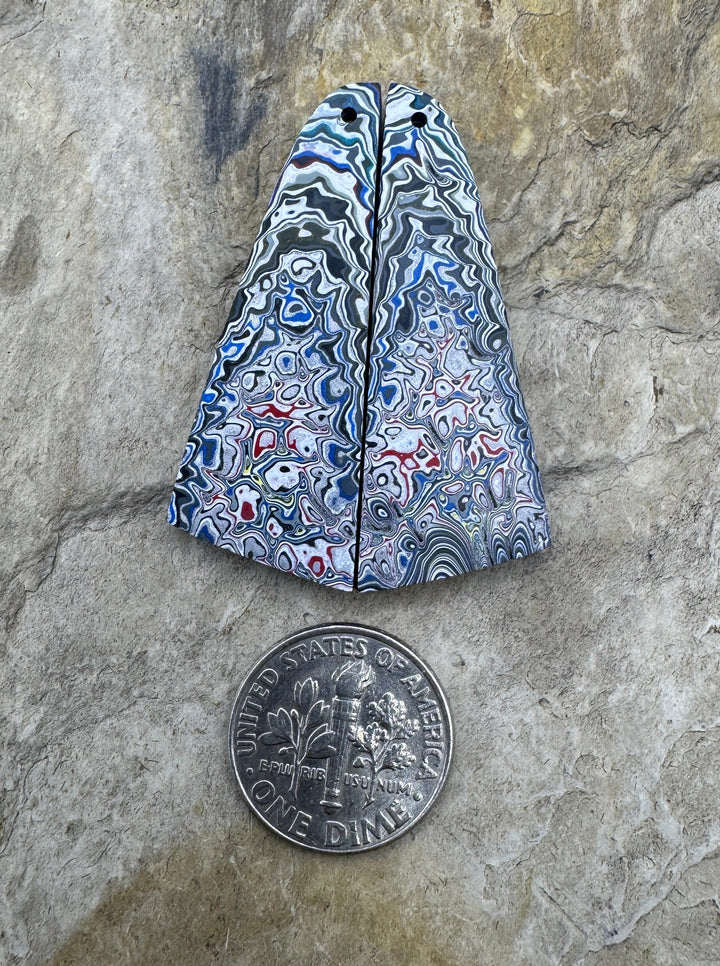 Priemium Fordite/Detroit Agate Earring Slab Bead Pair