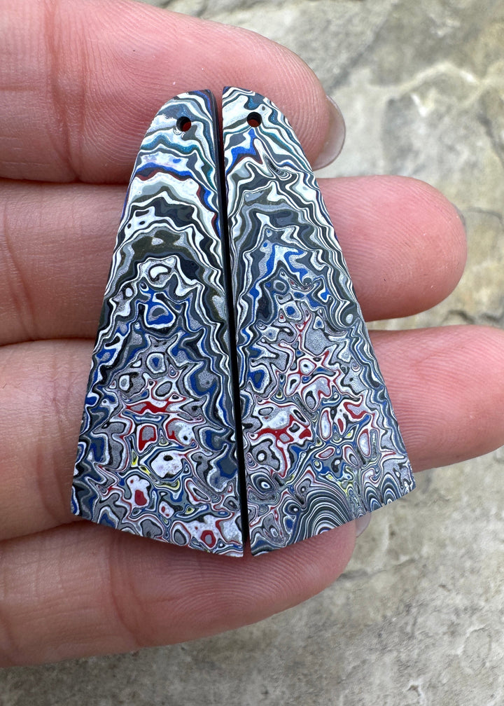 Priemium Fordite/Detroit Agate Earring Slab Bead Pair