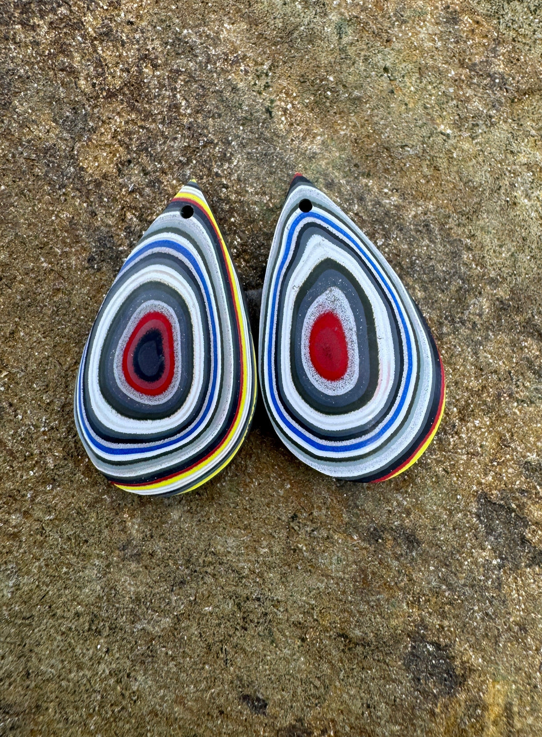 Priemium Fordite/Detroit Agate Earring Slab Bead Pair