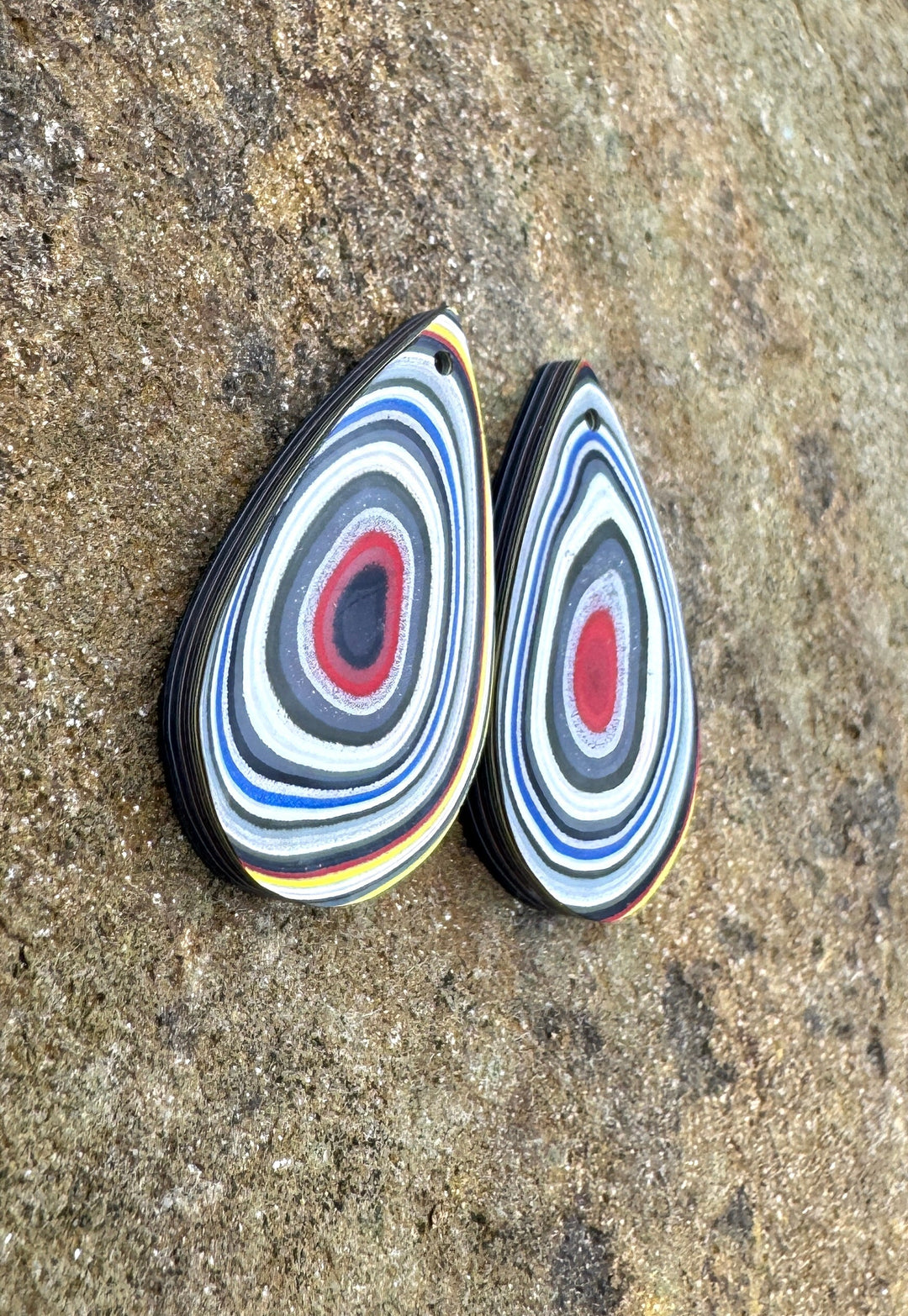 Priemium Fordite/Detroit Agate Earring Slab Bead Pair