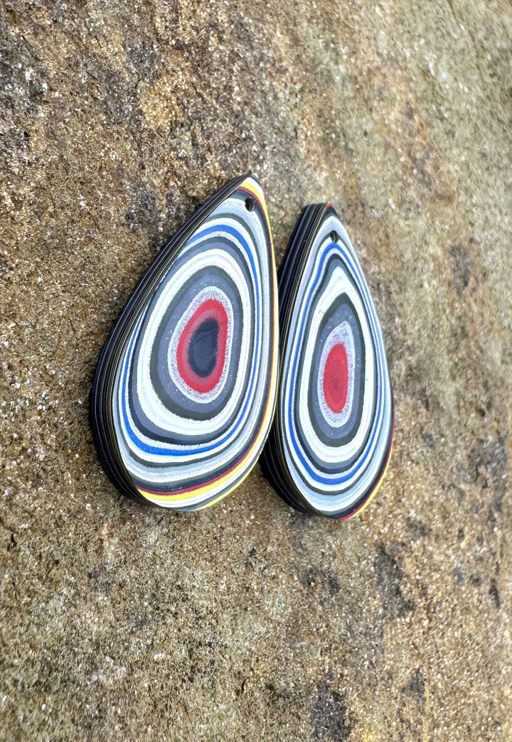 Priemium Fordite/Detroit Agate Earring Slab Bead Pair