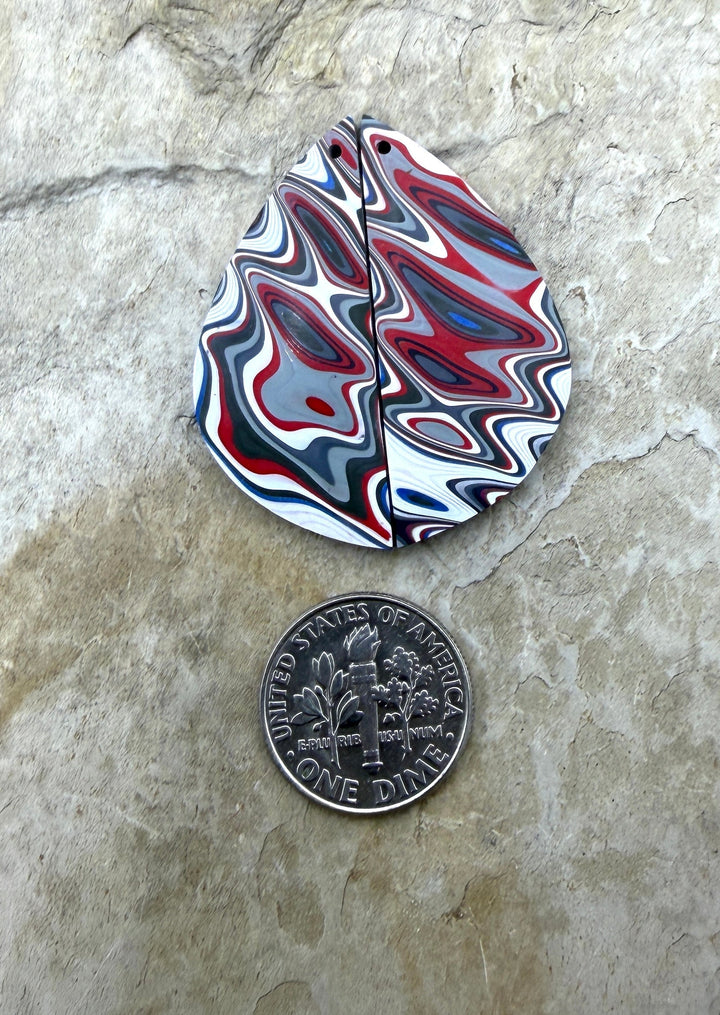 Priemium Fordite/Detroit Agate Earring Slab Bead Pair