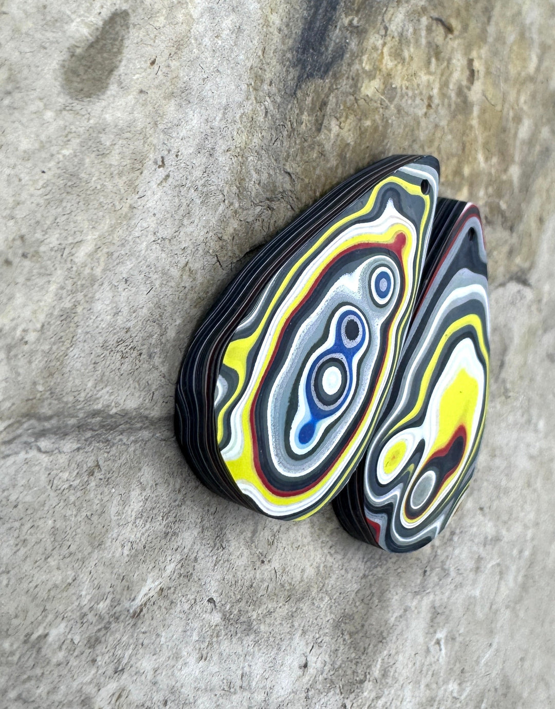 Priemium Fordite/Detroit Agate Earring Slab Bead Pair