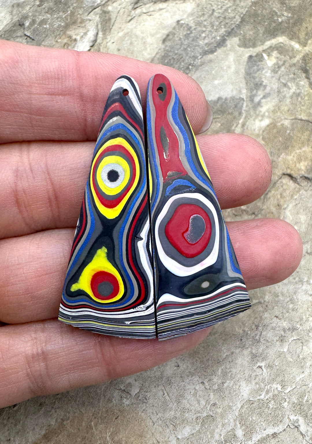 Priemium Fordite/Detroit Agate Earring Slab Bead Pair