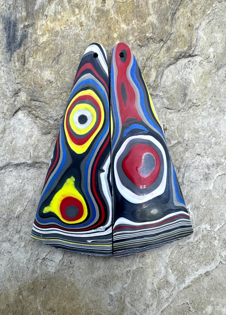 Priemium Fordite/Detroit Agate Earring Slab Bead Pair