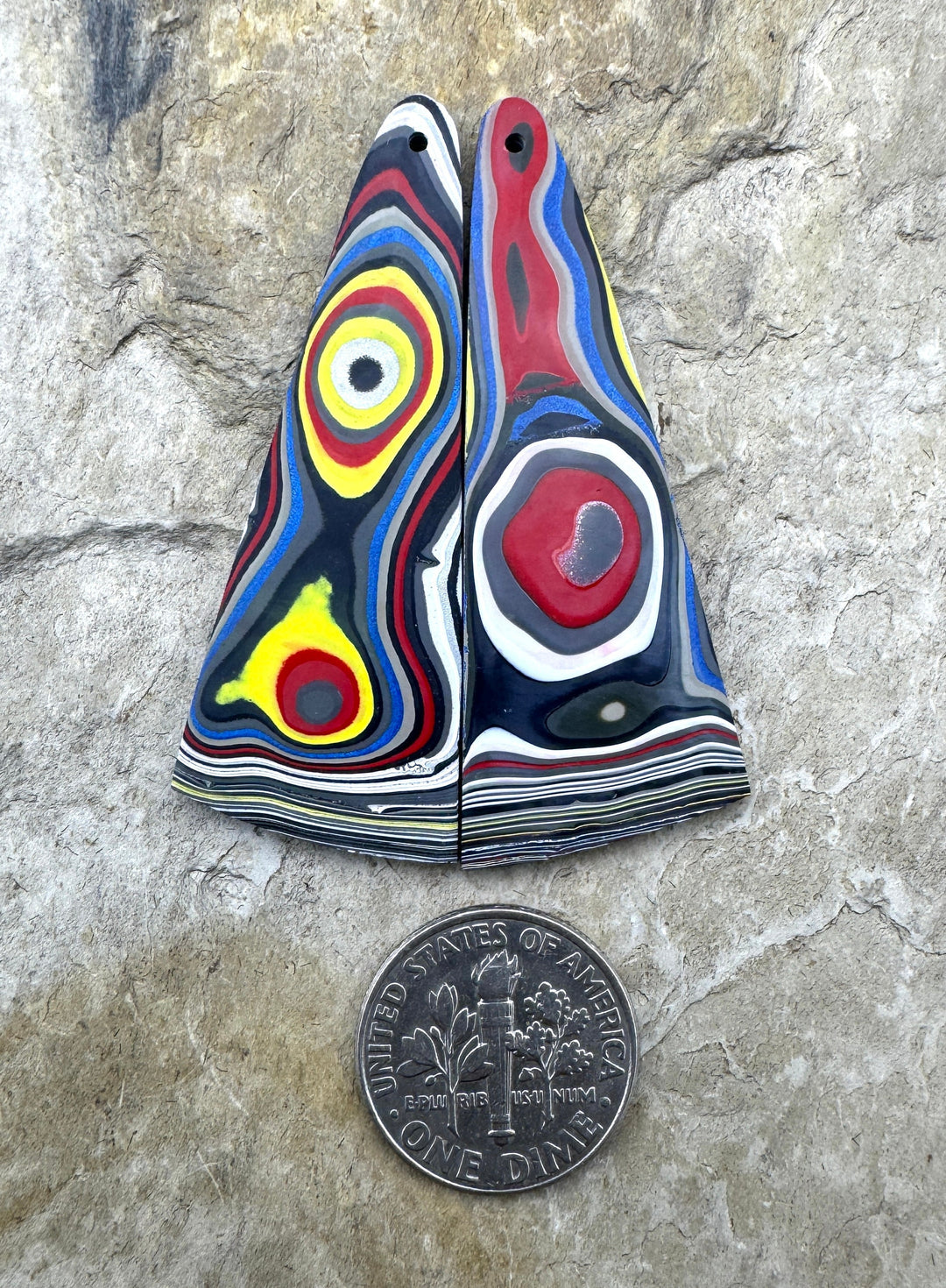 Priemium Fordite/Detroit Agate Earring Slab Bead Pair