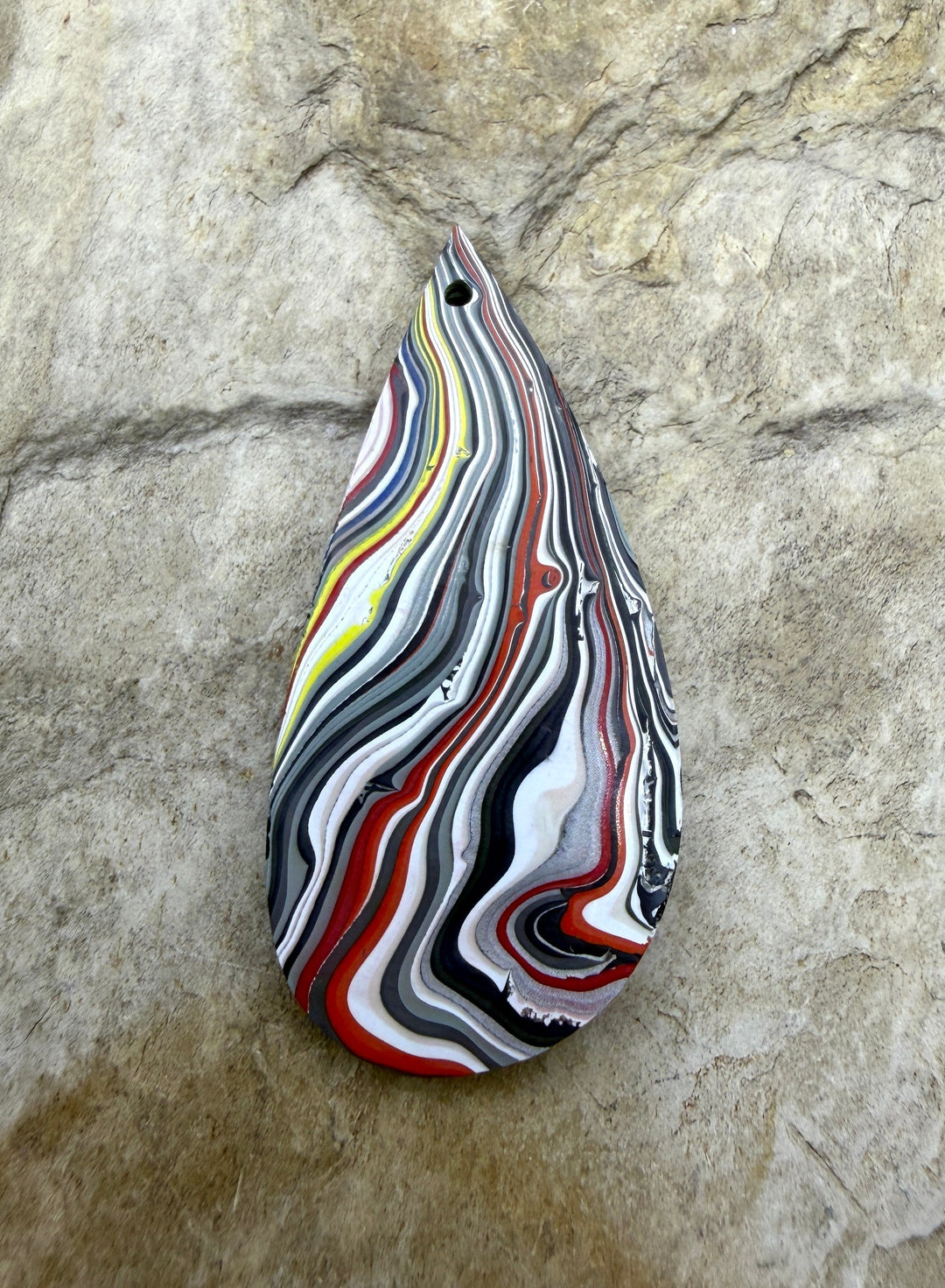 Priemium Fordite/Detroit Agate Focal Pendant Bead 19x39mm