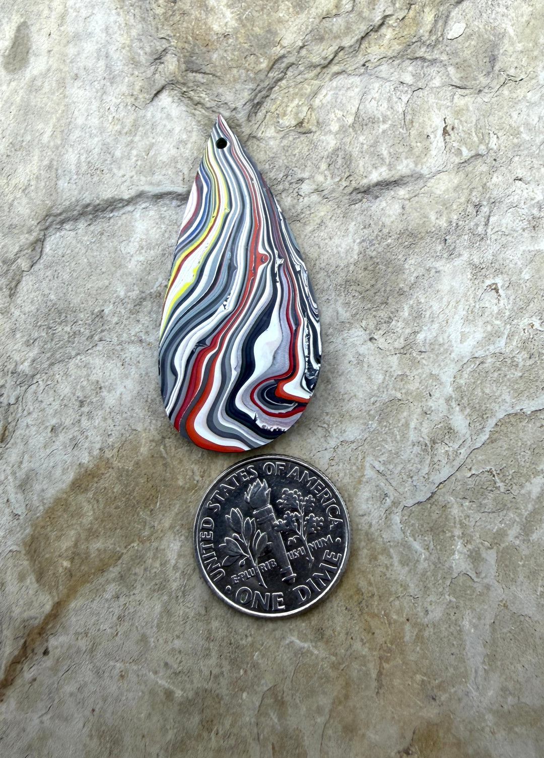 Priemium Fordite/Detroit Agate Focal Pendant Bead 19x39mm