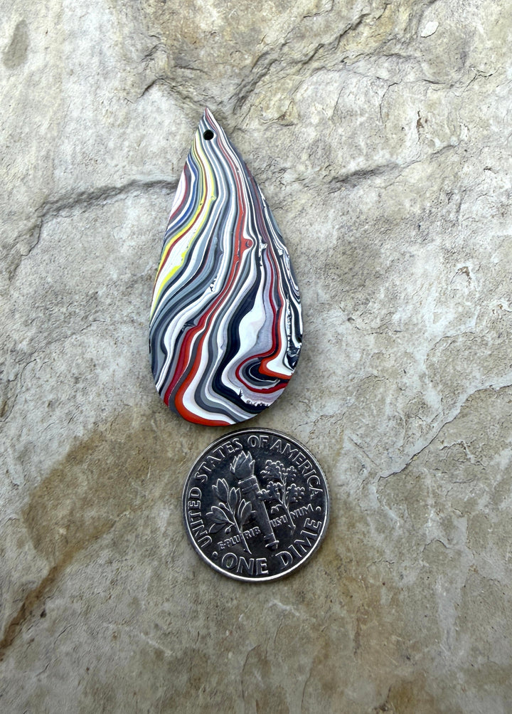 Priemium Fordite/Detroit Agate Focal Pendant Bead 19x39mm