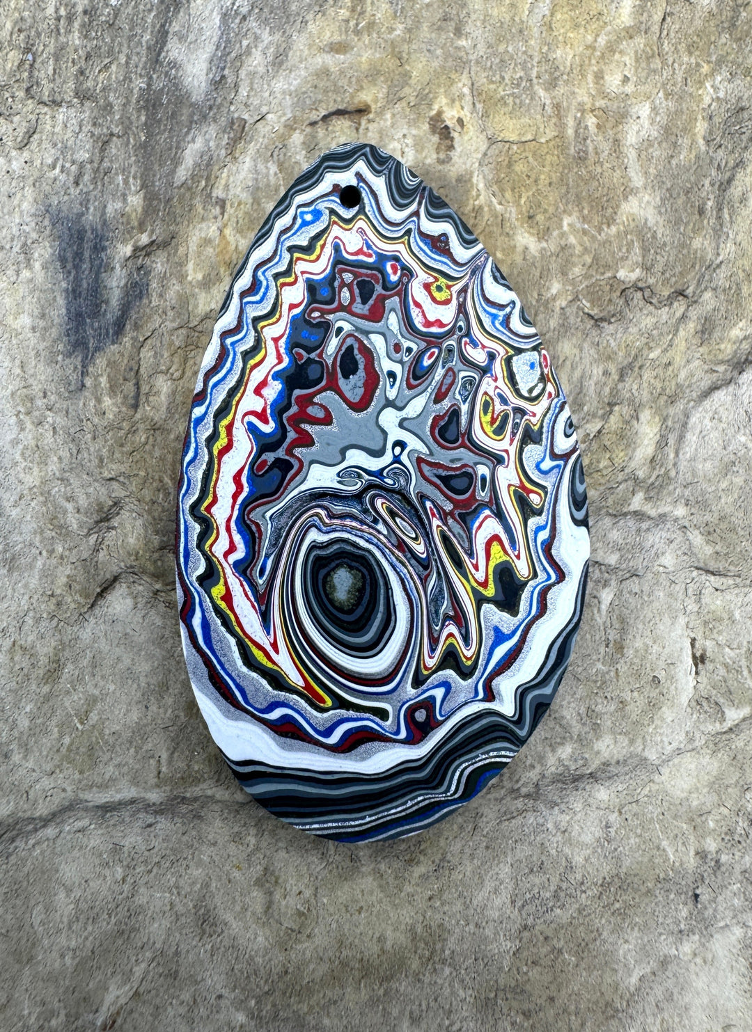 Priemium Fordite/Detroit Agate Focal Pendant Bead 24x40mm