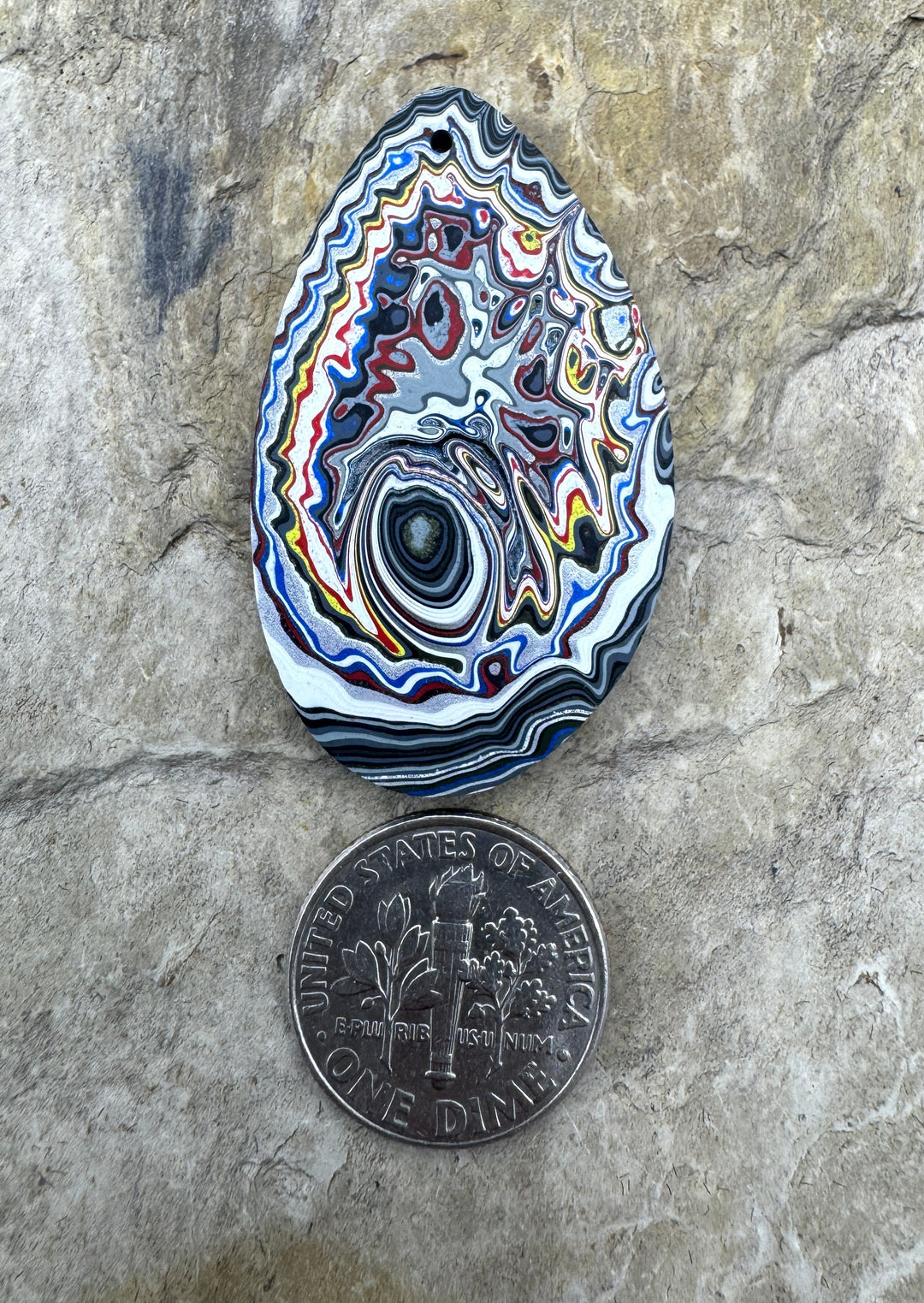 Priemium Fordite/Detroit Agate Focal Pendant Bead 24x40mm