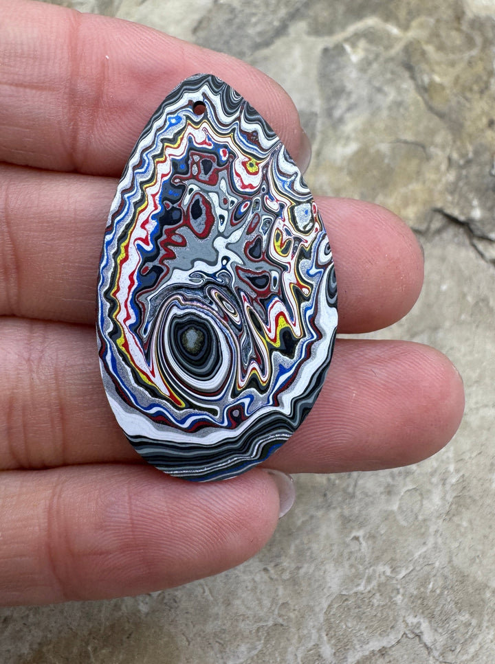 Priemium Fordite/Detroit Agate Focal Pendant Bead 24x40mm