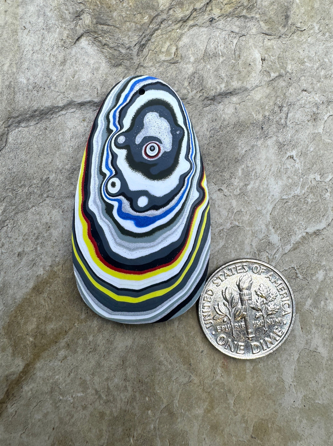 Priemium Fordite/Detroit Agate Focal Pendant Bead 24x45mm