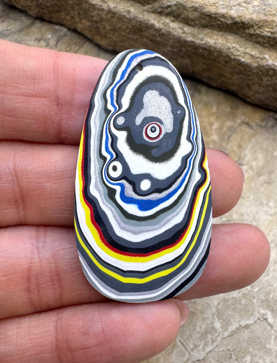 Priemium Fordite/Detroit Agate Focal Pendant Bead 24x45mm