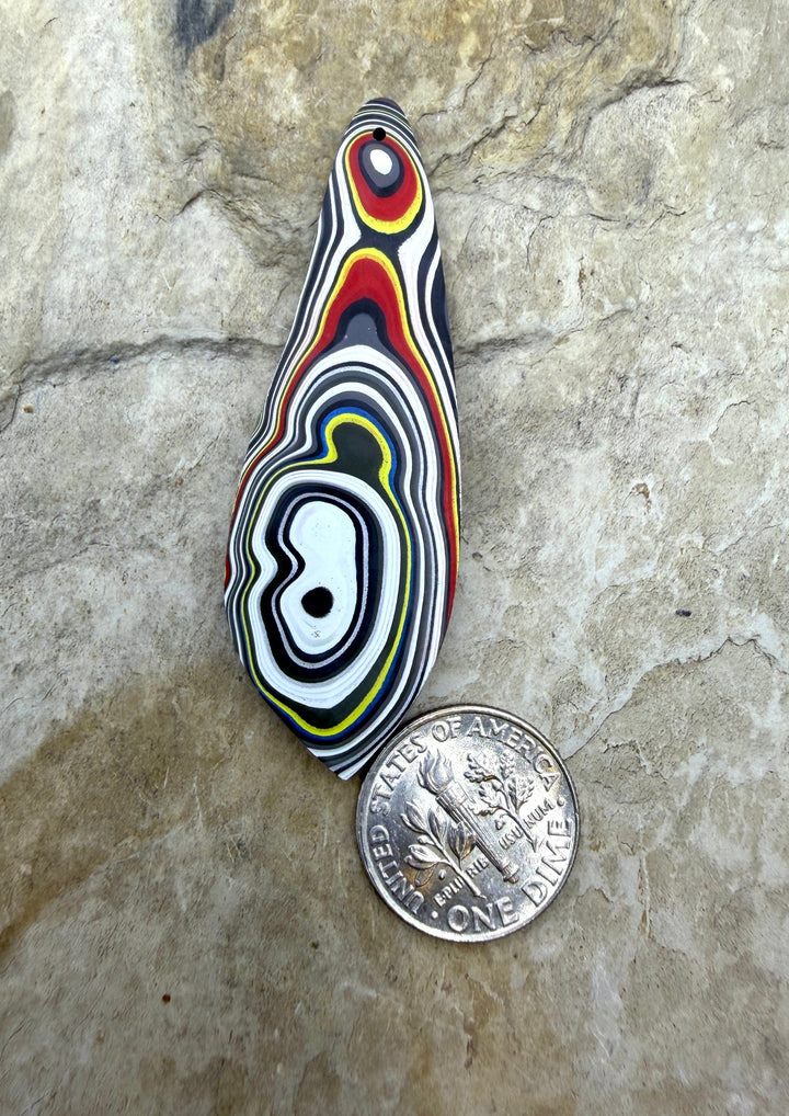 Priemium Fordite/Detroit Focal Pendant Bead 19x58mm