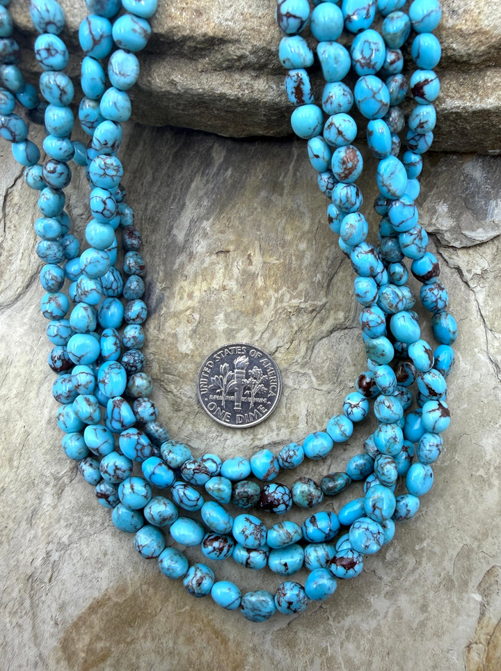 Prince Turquoise (Egypt) 4-6mm Rounded Nugget Beads ONE 16