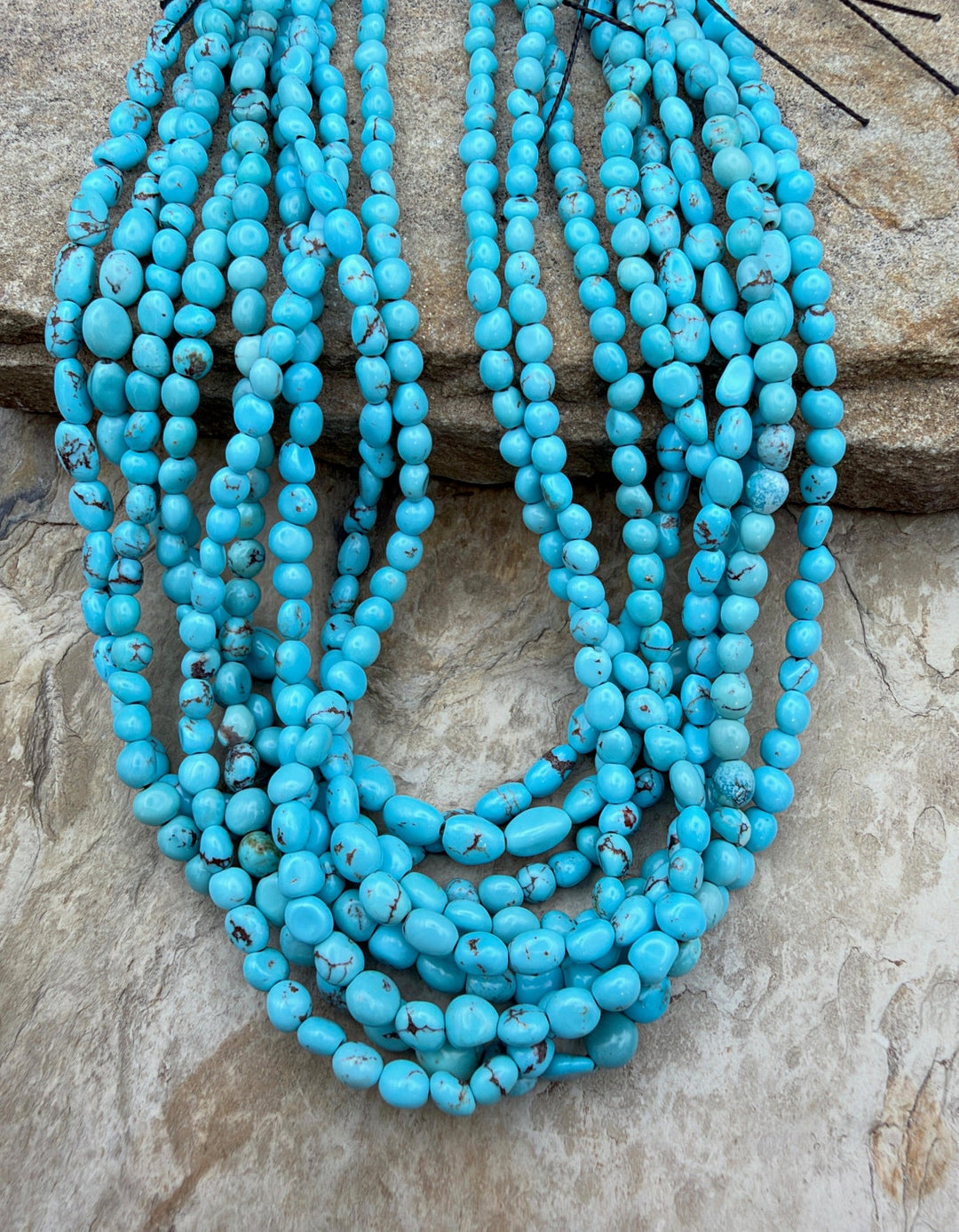 Prince Turquoise (Egypt) Rounded Nugget Beads 4-6mm 16 Inch