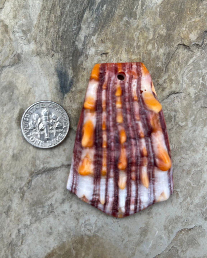 Purple and Orange Spiny Oyster BIG Focal Pendant Bead
