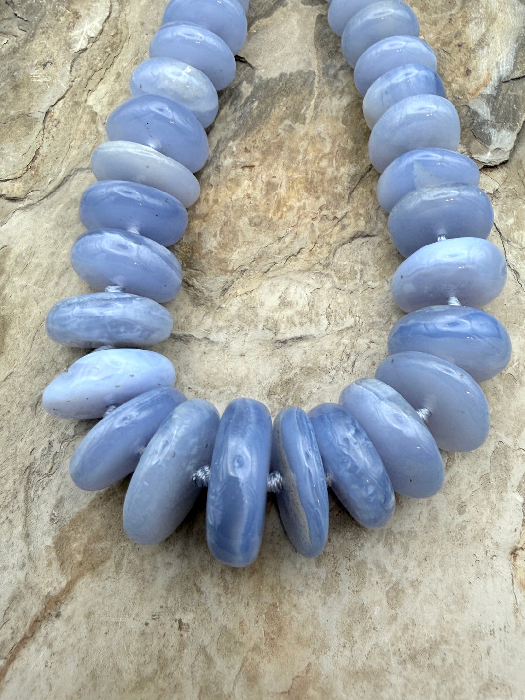Purple Chalcedony Huge Irregular Graduated Rondelle Beads