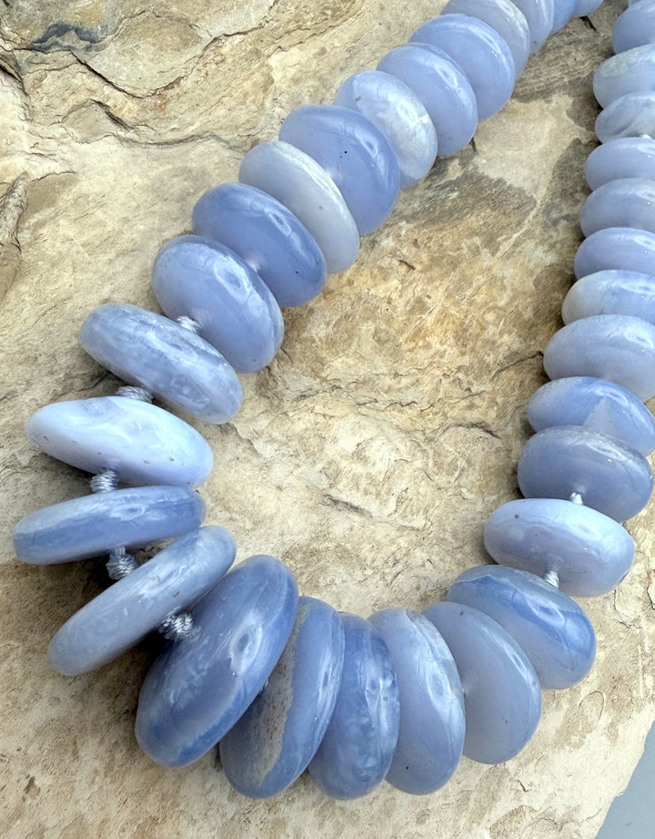 Purple Chalcedony Huge Irregular Graduated Rondelle Beads