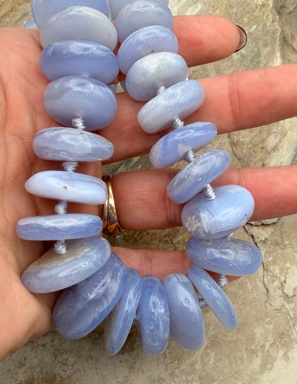Purple Chalcedony Huge Irregular Graduated Rondelle Beads