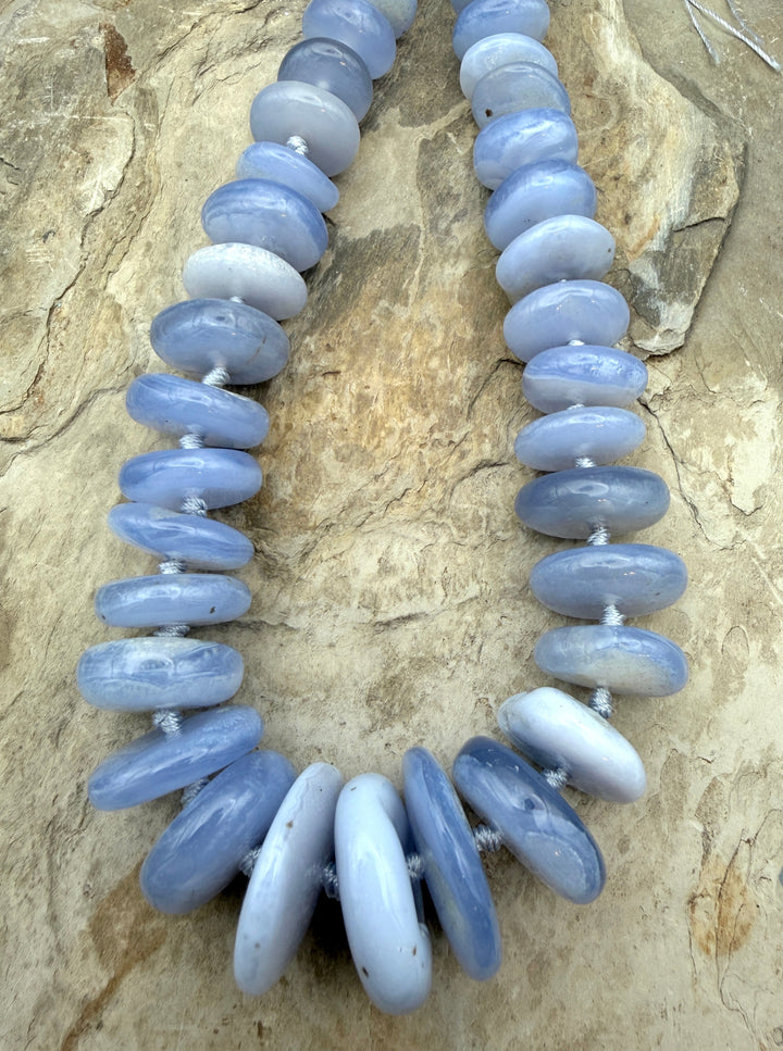 Purple Chalcedony Huge Irregular Graduated Rondelle Beads
