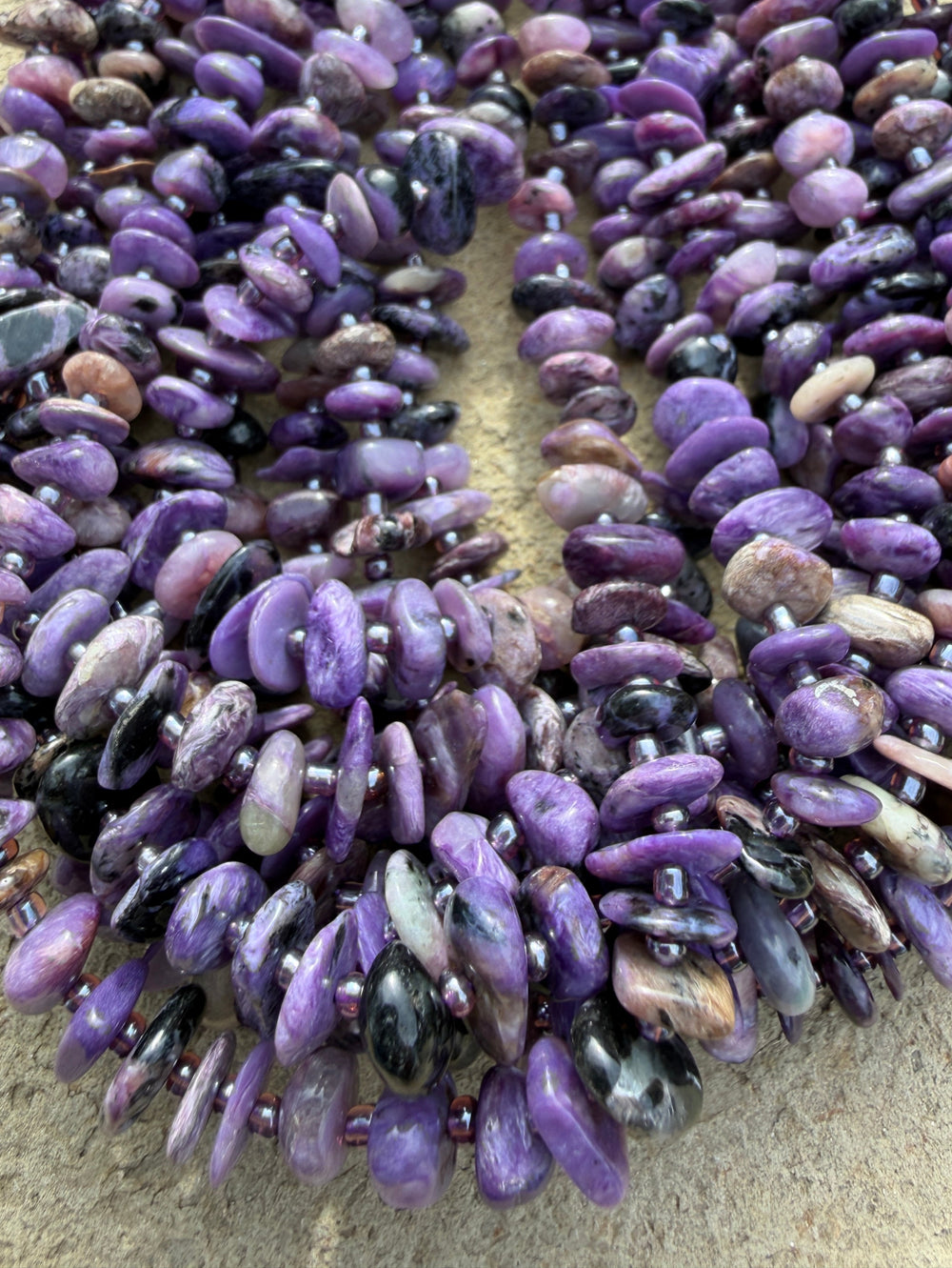 Purple Charoite (Russia) Flat/Sliced Nugget Beads 10x3-4mm