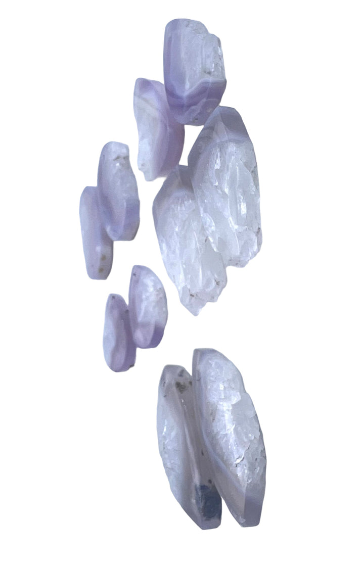 Purple Moss Agate Crystal Slice Matching Earring Bead Pairs