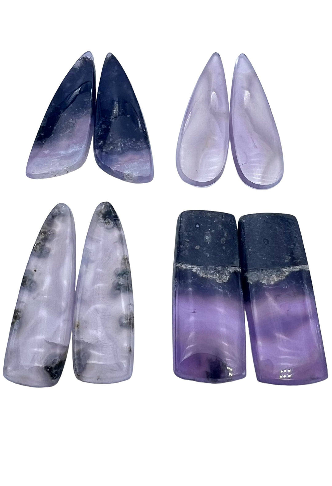 Purple Moss Agate Matching Cabochon Pairs Various Shapes