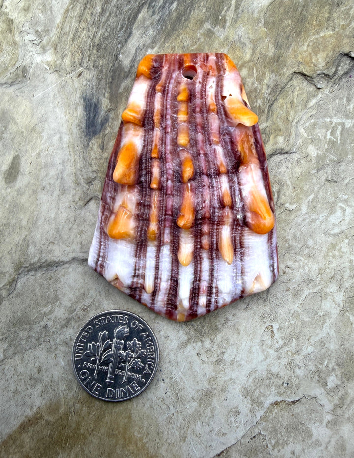 Purple/Orange Spiny LARGE Focal Pendant Bead (Large Hole)