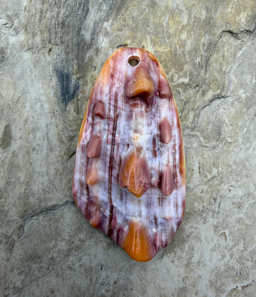 Purple/Red Spiny Focal Pendant Bead (Large Hole) 30x54mm