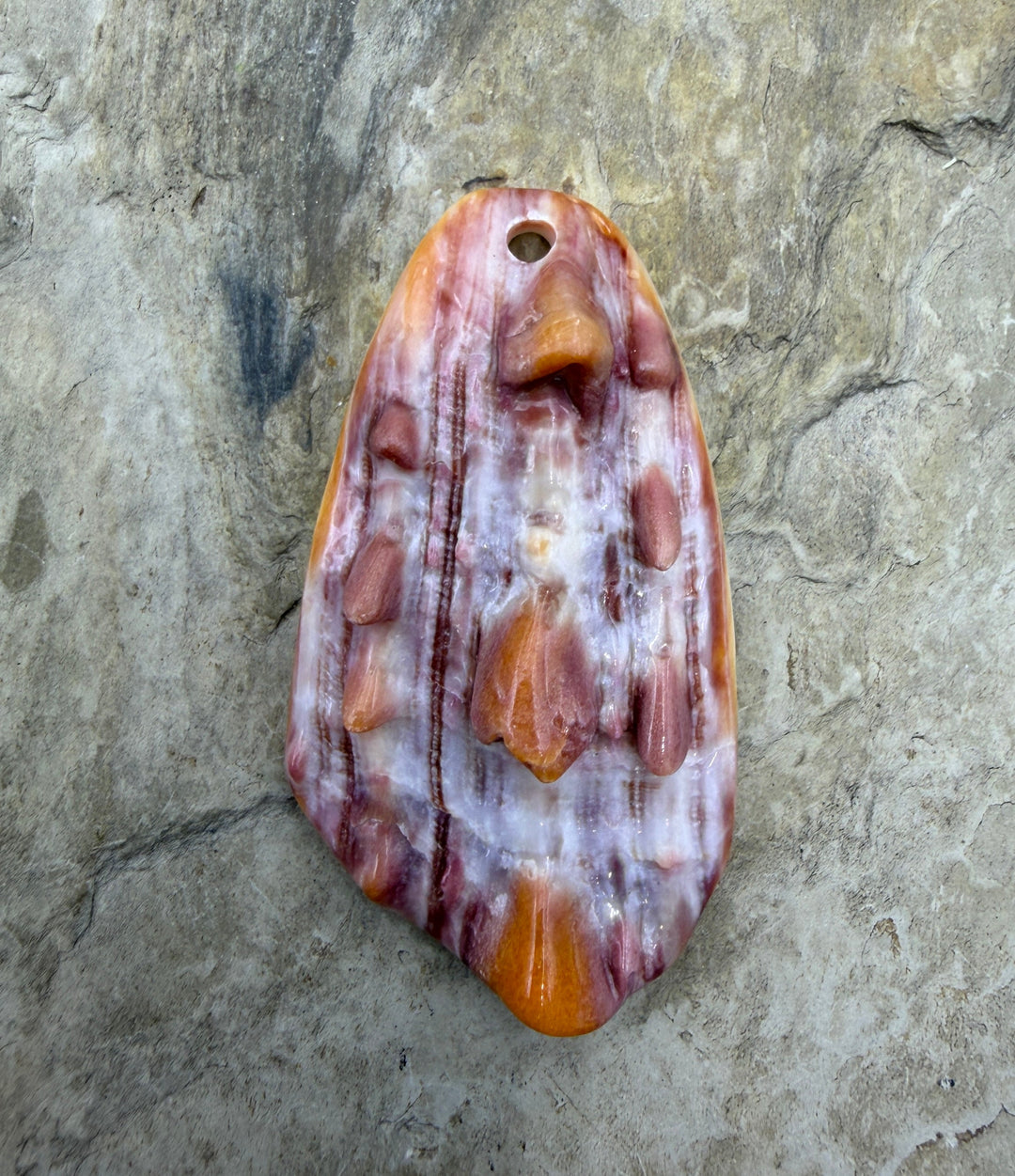 Purple/Red Spiny Focal Pendant Bead (Large Hole) 30x54mm
