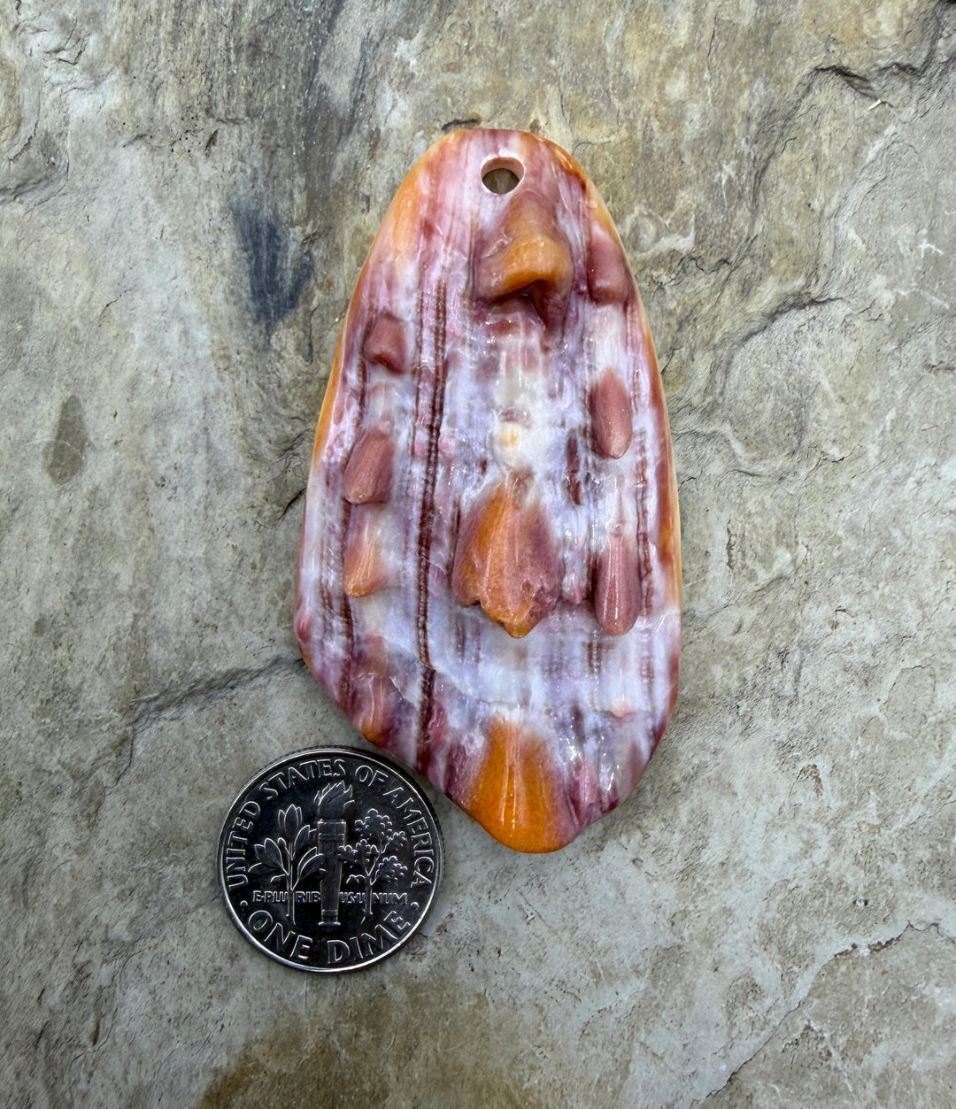 Purple/Red Spiny Focal Pendant Bead (Large Hole) 30x54mm