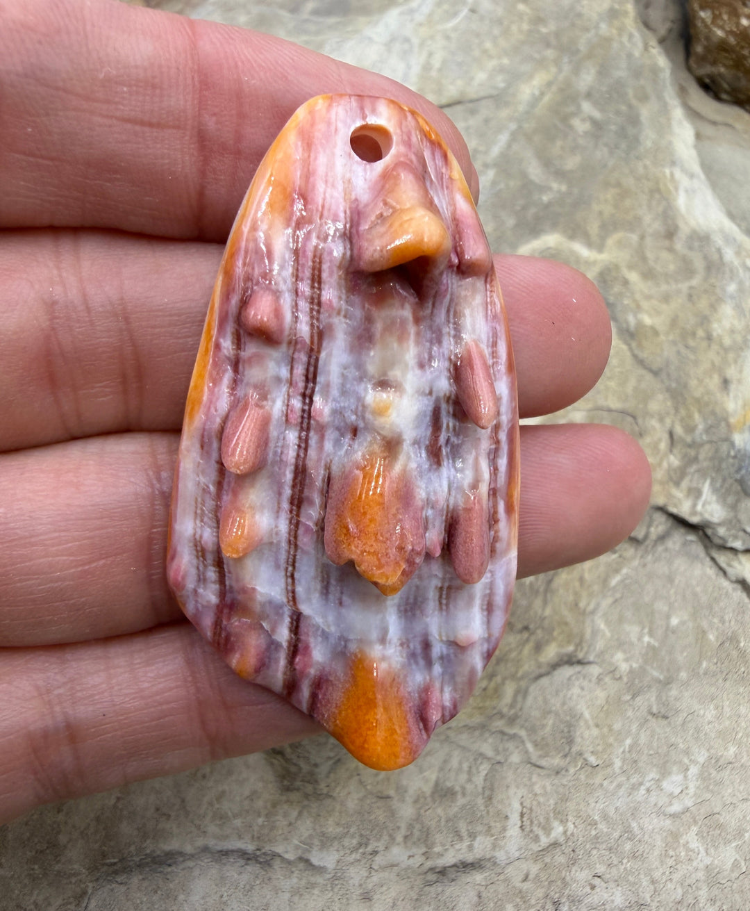 Purple/Red Spiny Focal Pendant Bead (Large Hole) 30x54mm