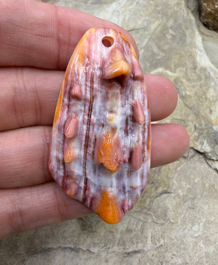 Purple/Red Spiny Focal Pendant Bead (Large Hole) 30x54mm