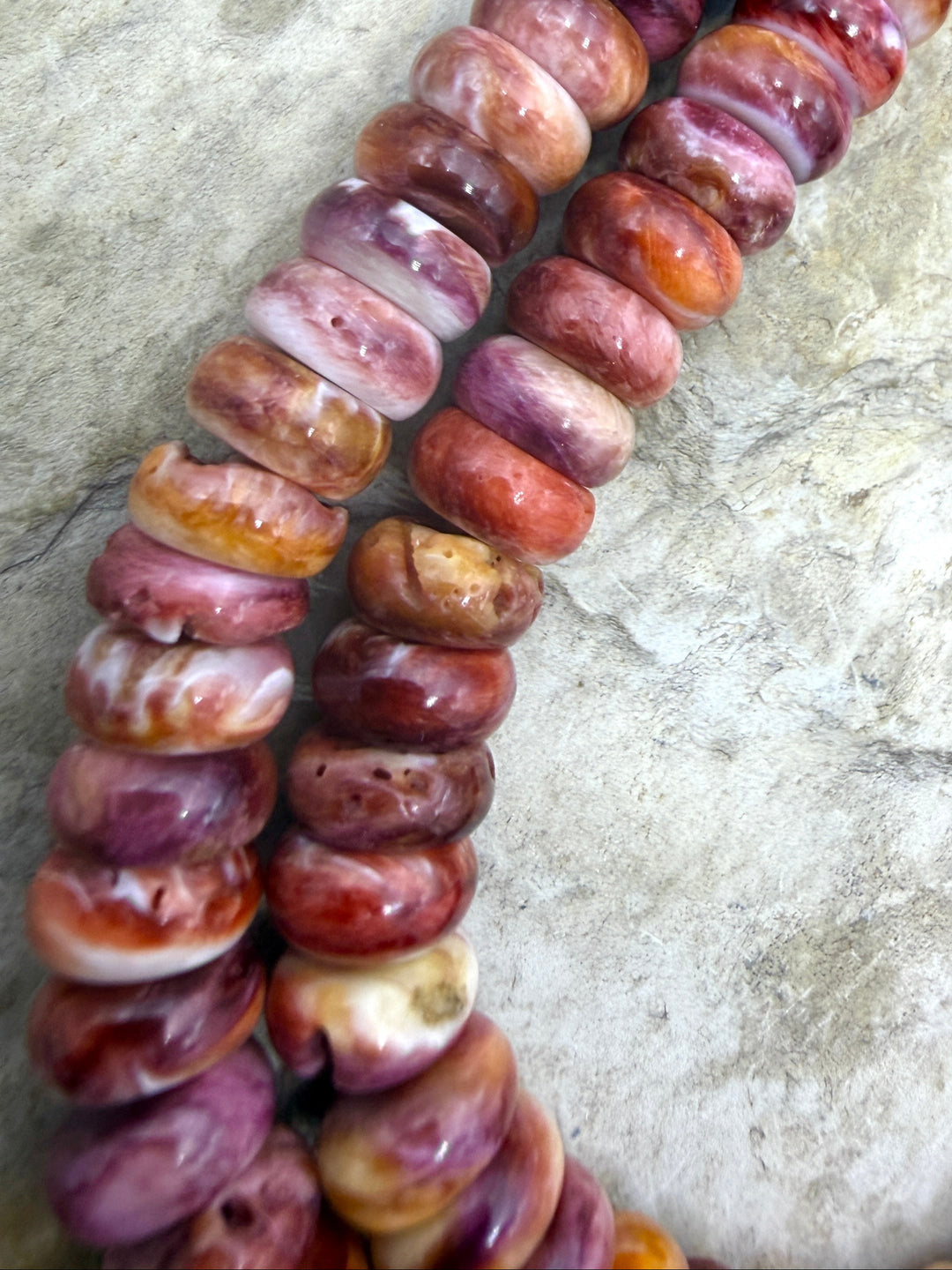 Purple/Red Spiny Oyster 8mmRondelle Beads One 16 Inch