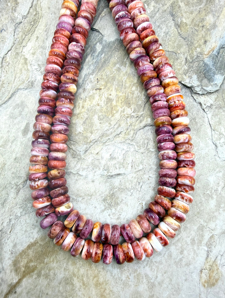 Purple/Red Spiny Oyster 8mmRondelle Beads One 16 Inch